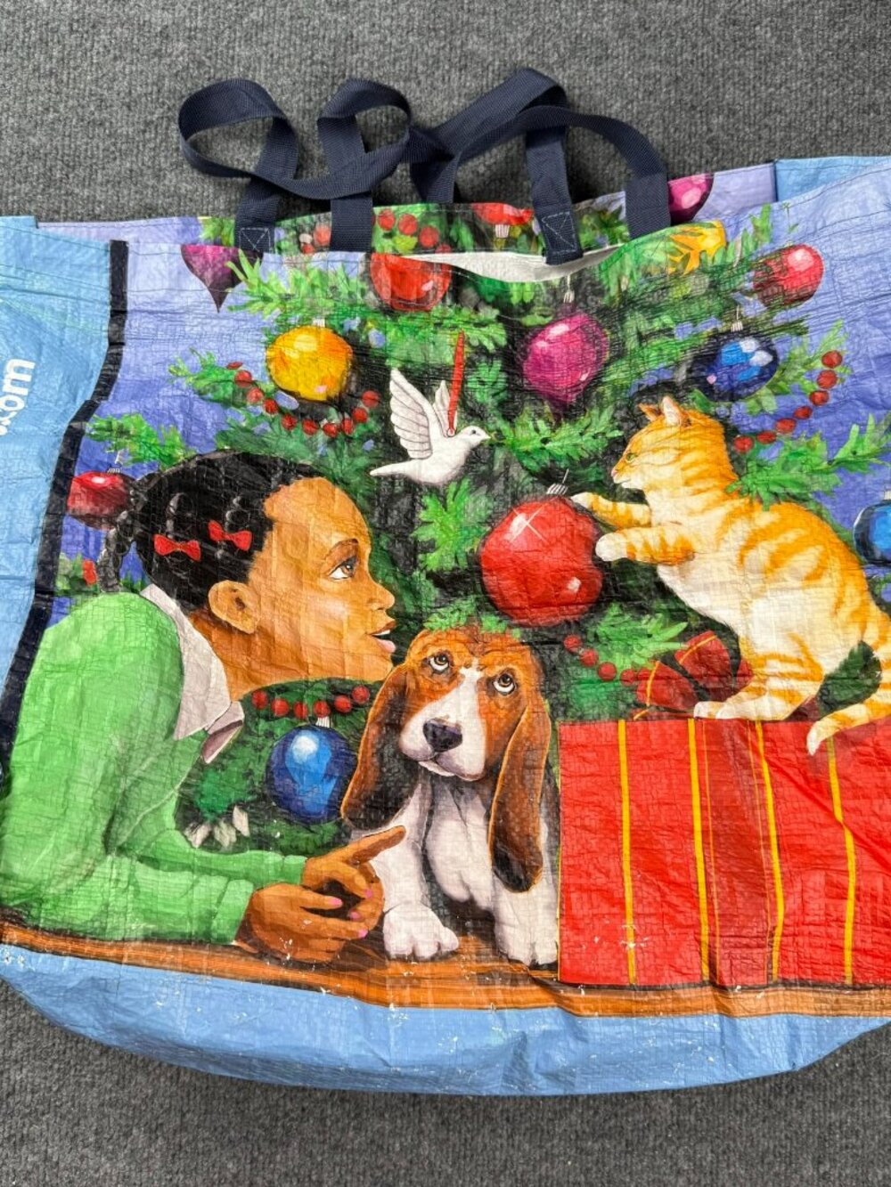Marshalls Christmas Grocery Shopping Tote Bag Little Holes In Bottom Dog Cat